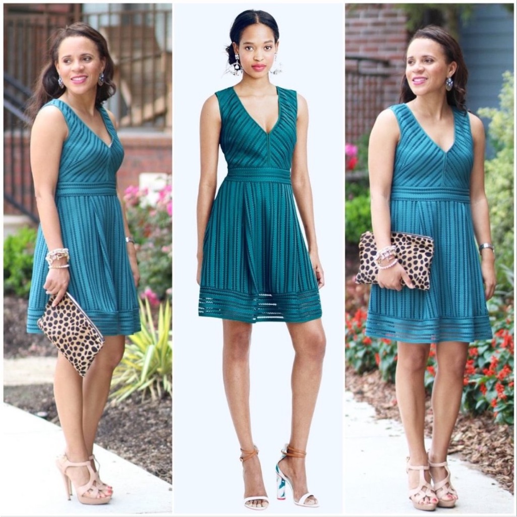 J. Crew Striped Eyelet Dress In Teal Green 2